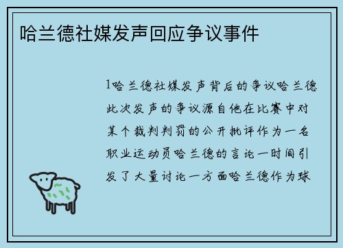 哈兰德社媒发声回应争议事件