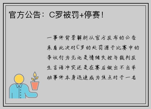 官方公告：C罗被罚+停赛！